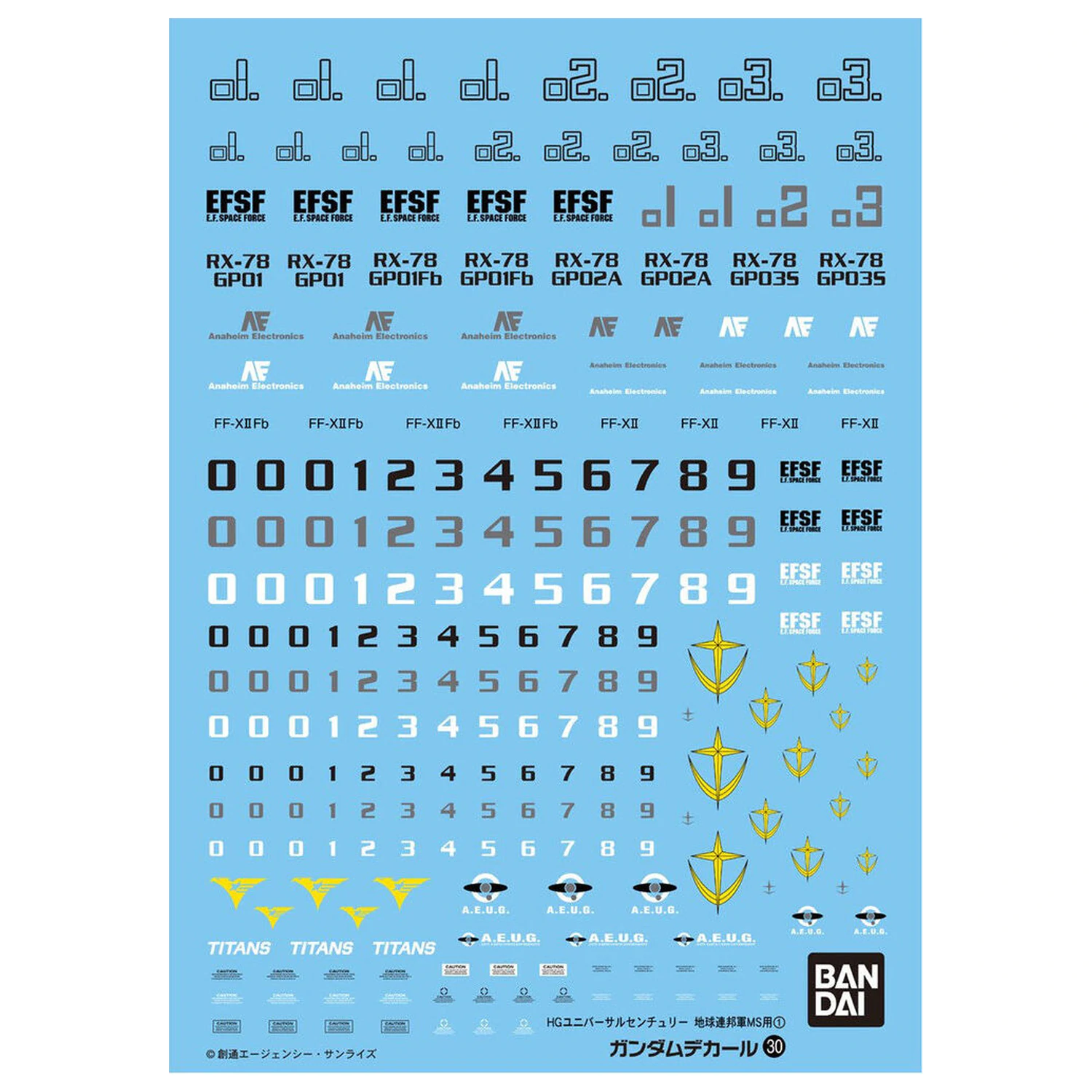Decaluri waterslide Gundam Decal 30 HGUC Earth Federation 1 pachet accesorii model kit poza produsului