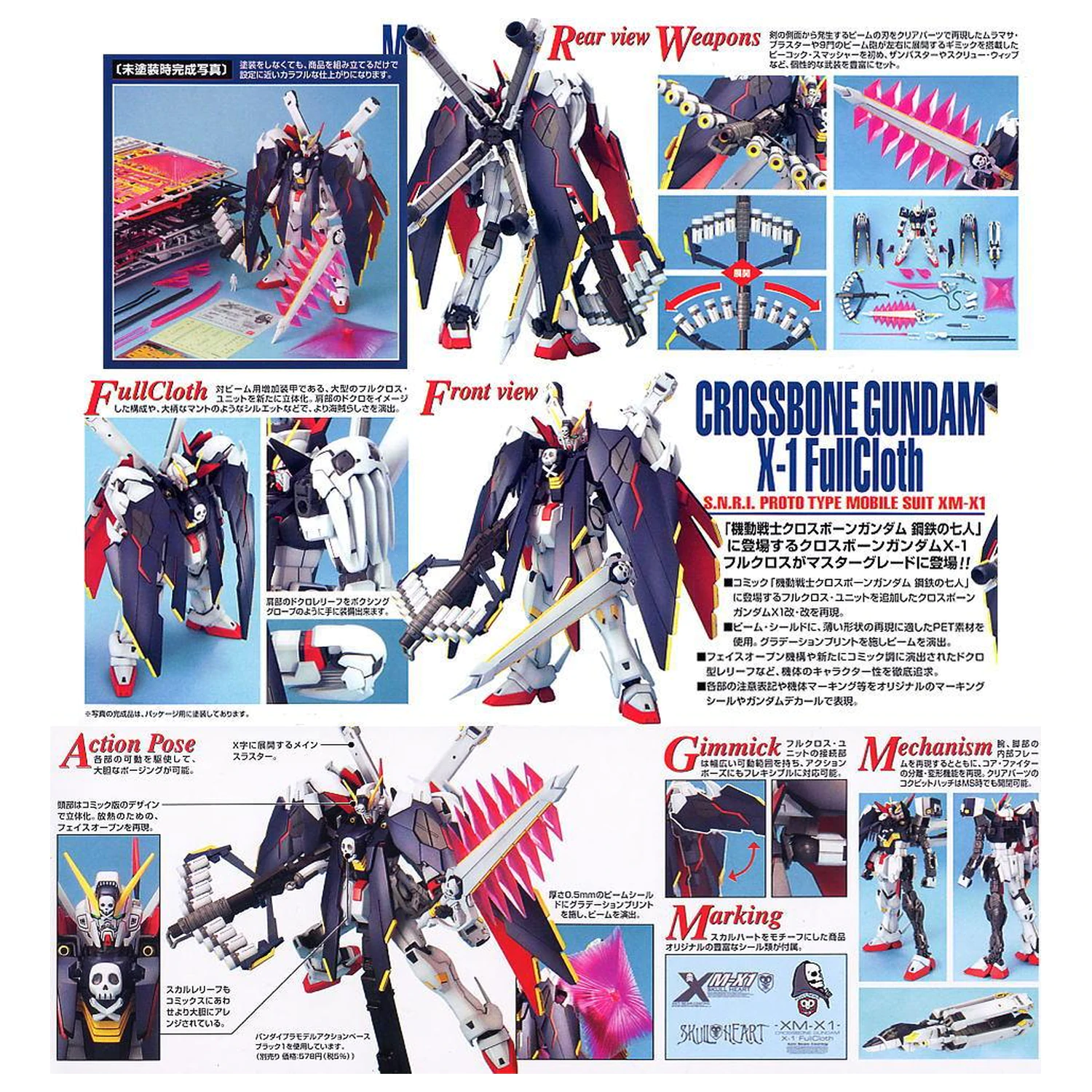 GUNDAM MG 1/100 Crossbone Full Cloth Gundam set de model poza produsului