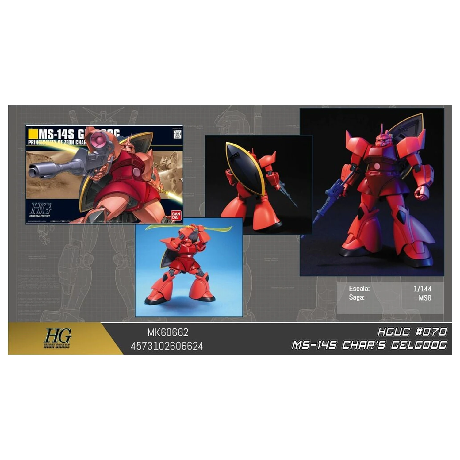 Gundam MS-14S Gelgoog Char Aznable Custom Mobile Suit Model Kit HGUC 1/144 poza produsului