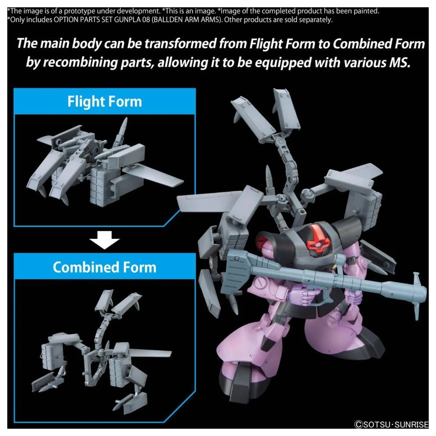 GUNDAM Set piese optiune Gunpla 08 (Ballden Arm Arms) Kit de model poza produsului