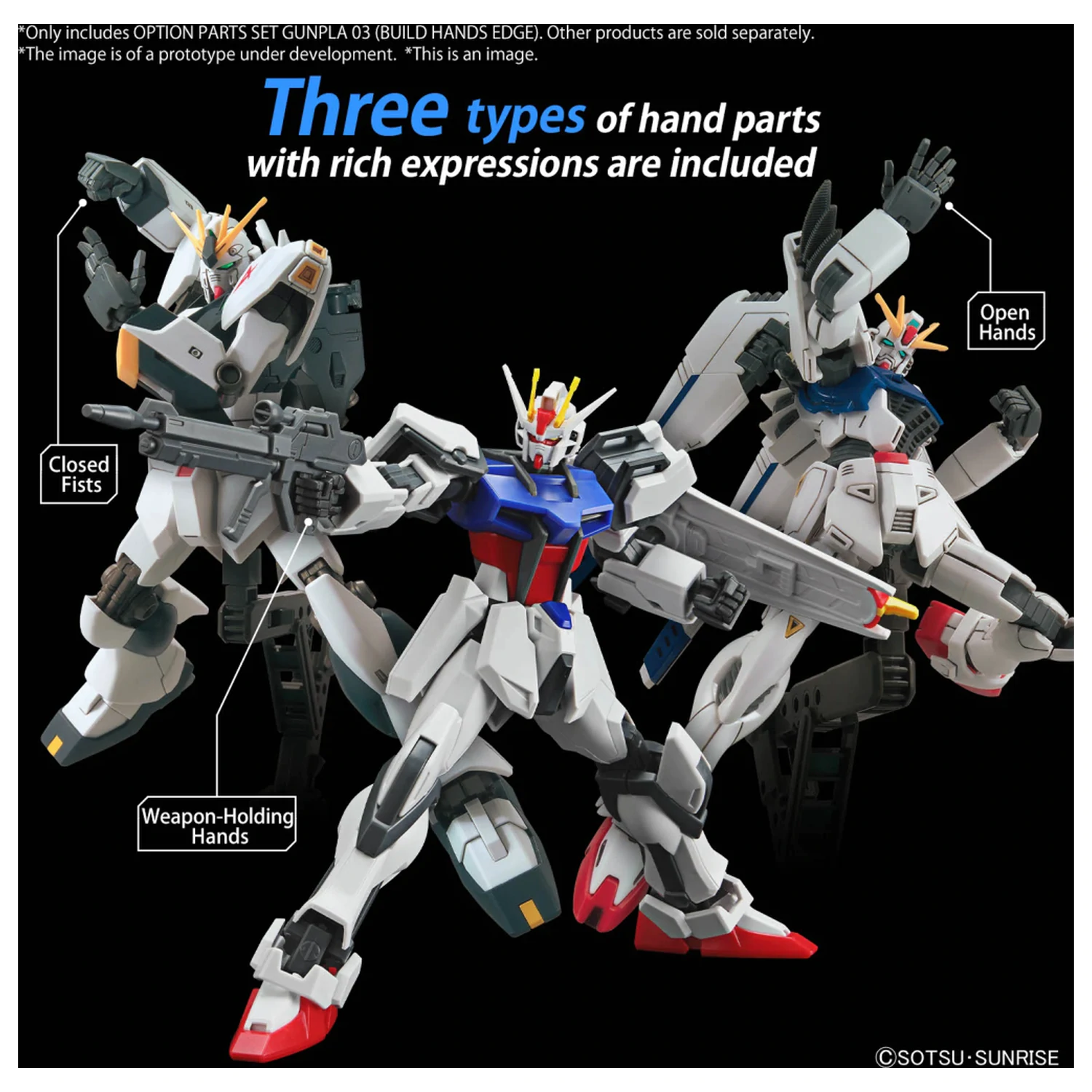 Gundam Option Parts Set Gunpla 3 (Build Hands Edge) Kit Model poza produsului