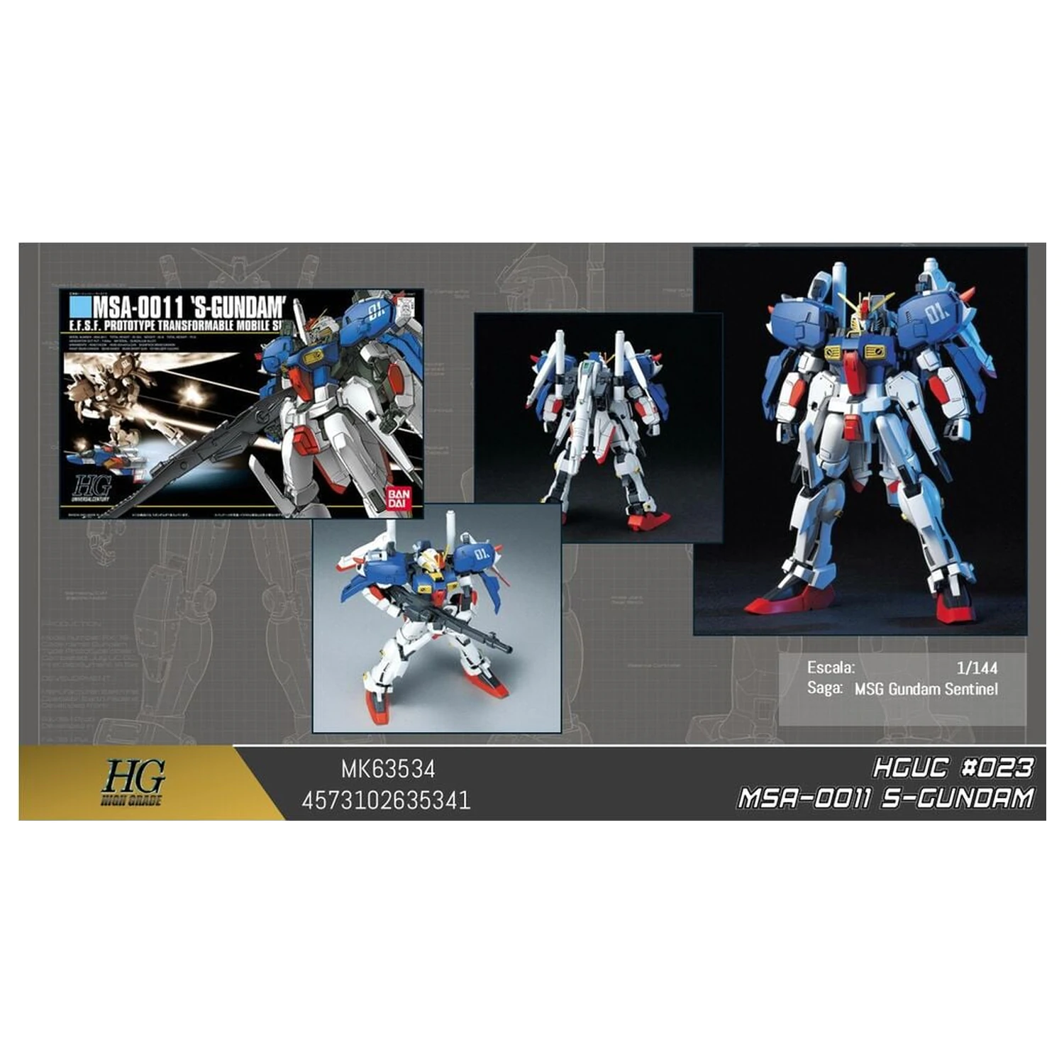 Gundam Sentinel MSA-0011 S Gundam Mobile Suit Set de model HGUC 1/144 poza produsului