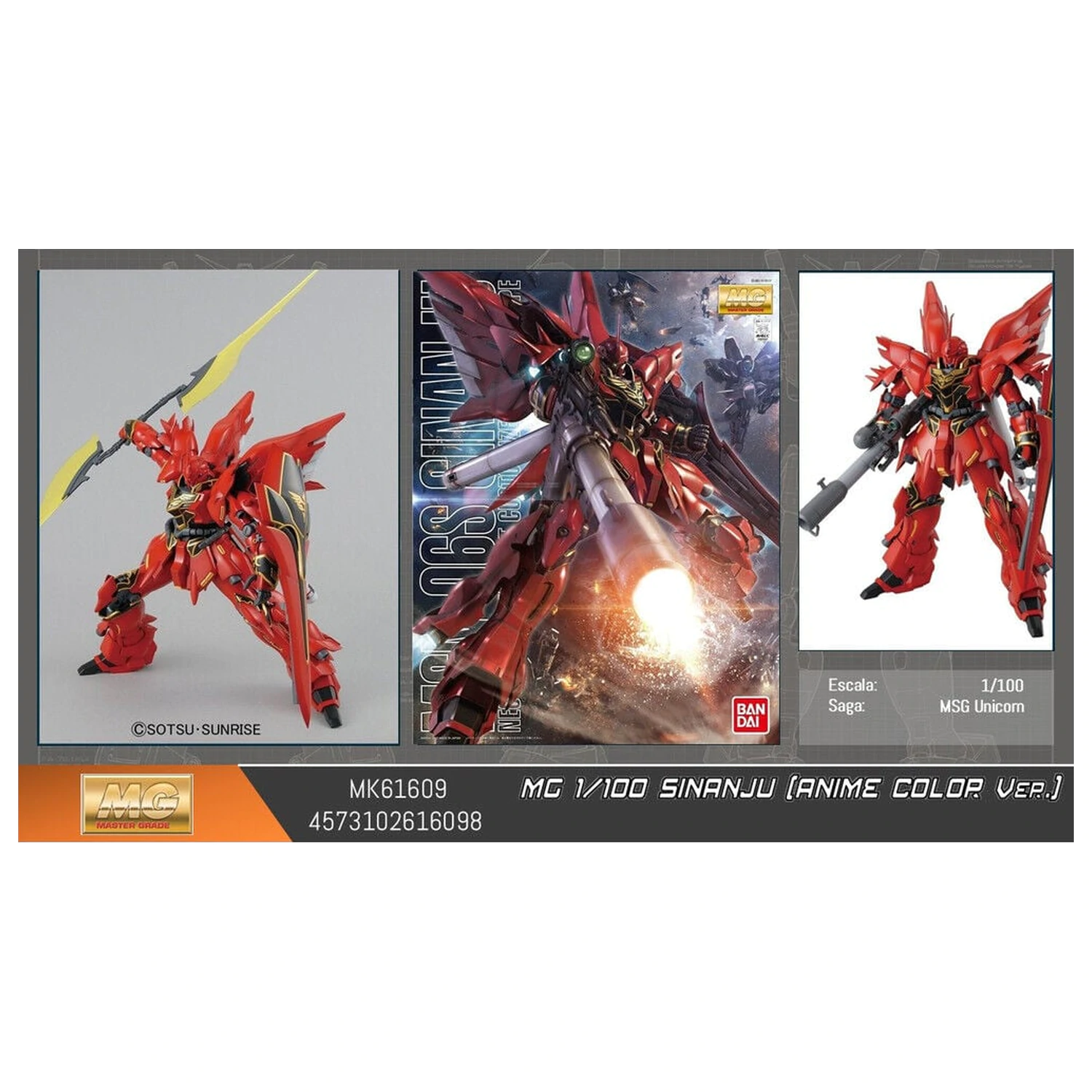 Gundam UC MSN-06S Sinanju Anime Color Ver. Kit Model Costum Mobil MG 1/100 poza produsului