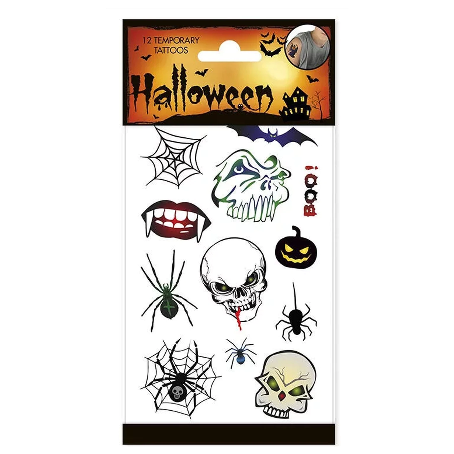 Halloween Skulls tattoo, set de 12 piese poza produsului