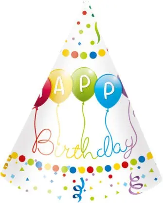 Happy Birthday Streamers palarii de petrecere, Conuri 6 bucati poza produsului