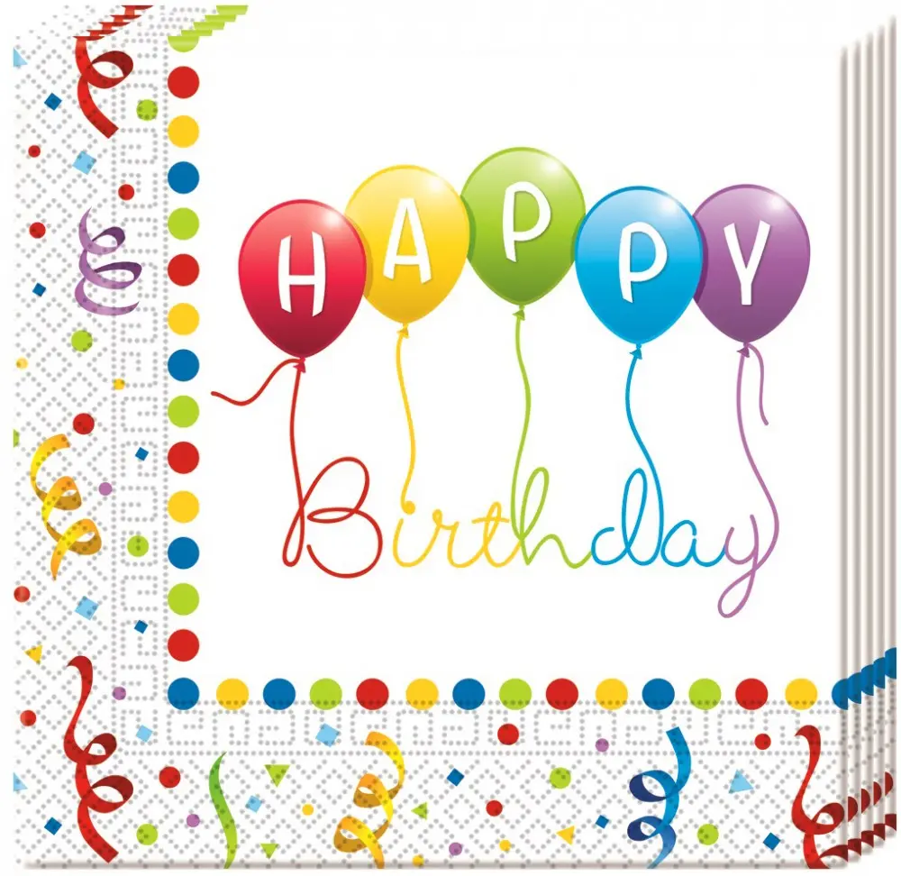 Happy Birthday Streamers Napkins 20-count Prosoape Servetele Aniversare 20 bucati poza produsului