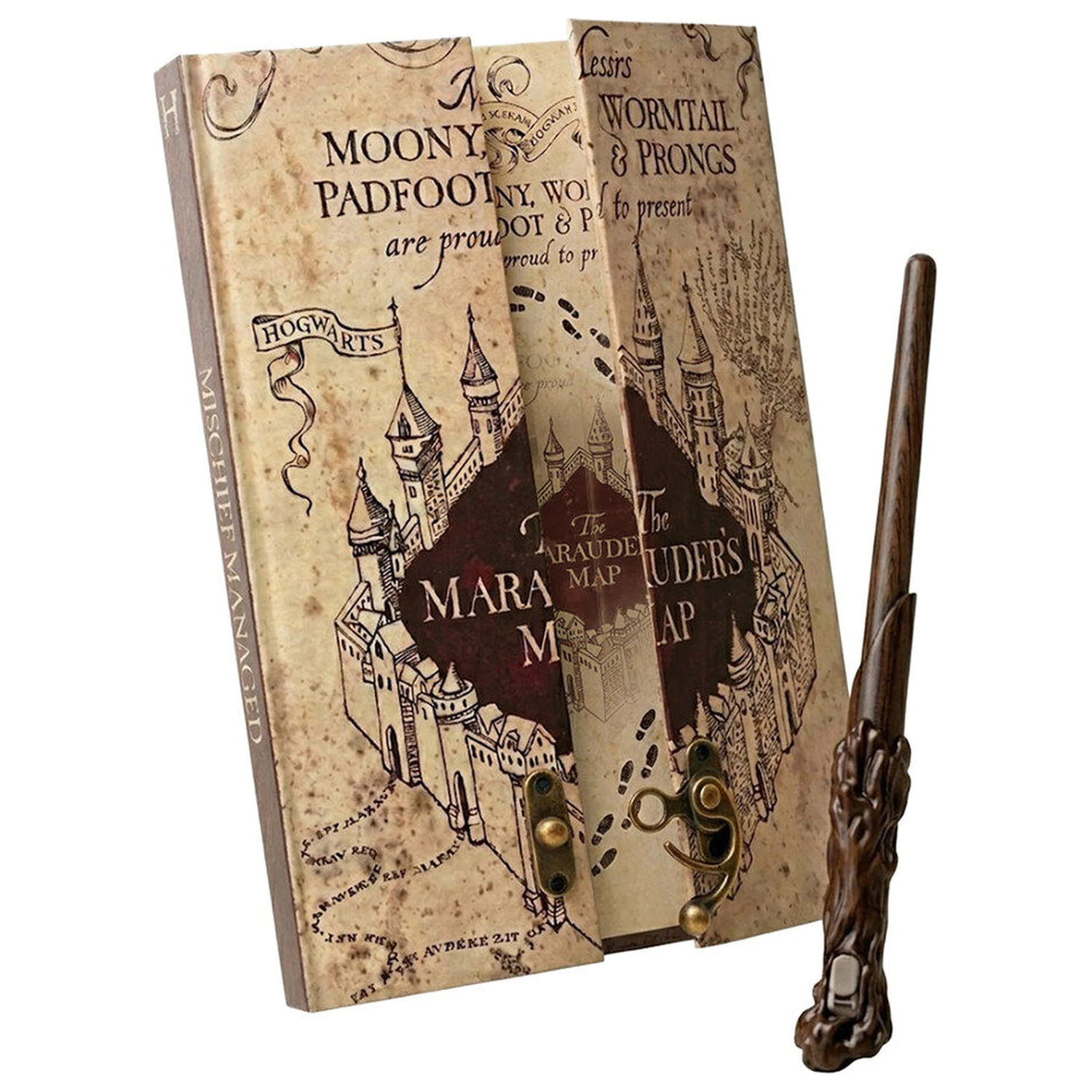 Harry Potter A5 notebook cu harta secreta si magic pen wand poza produsului