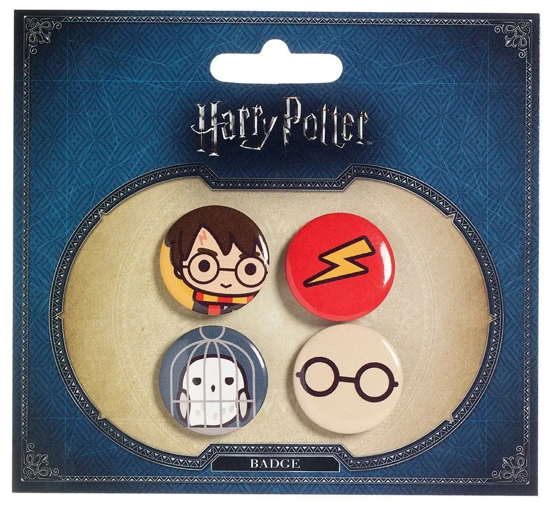 Harry Potter Cutie Insigne tip buton 4-Pack Harry Potter & Hedwig poza produsului