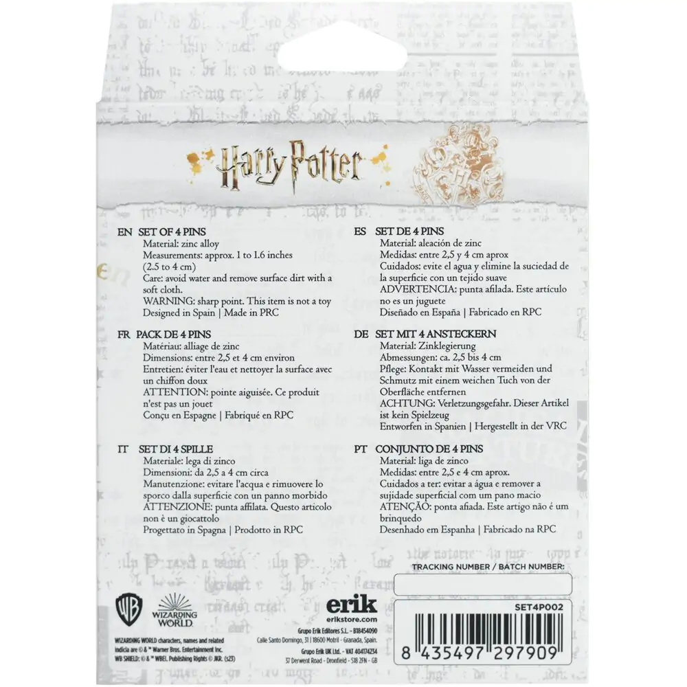 Harry Potter Hogwarts Set de 4 insigne cu ac poza produsului