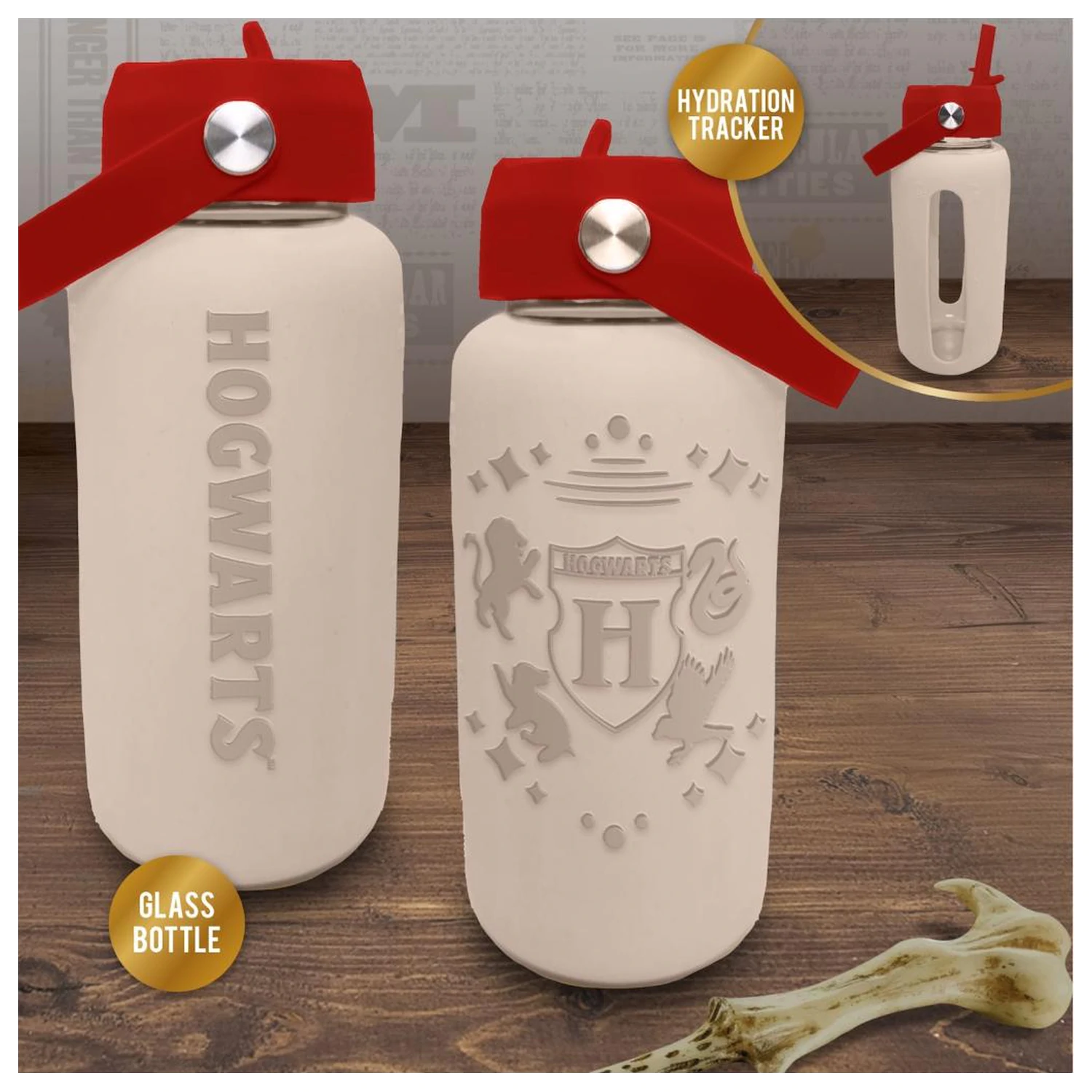 Harry Potter Hogwarts Sticla de apa din sticla cu manson din silicon 800ml poza produsului