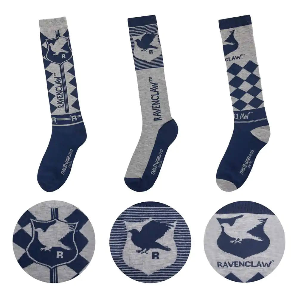 Harry Potter șosete până la genunchi set 3 perechi Ravenclaw poza produsului
