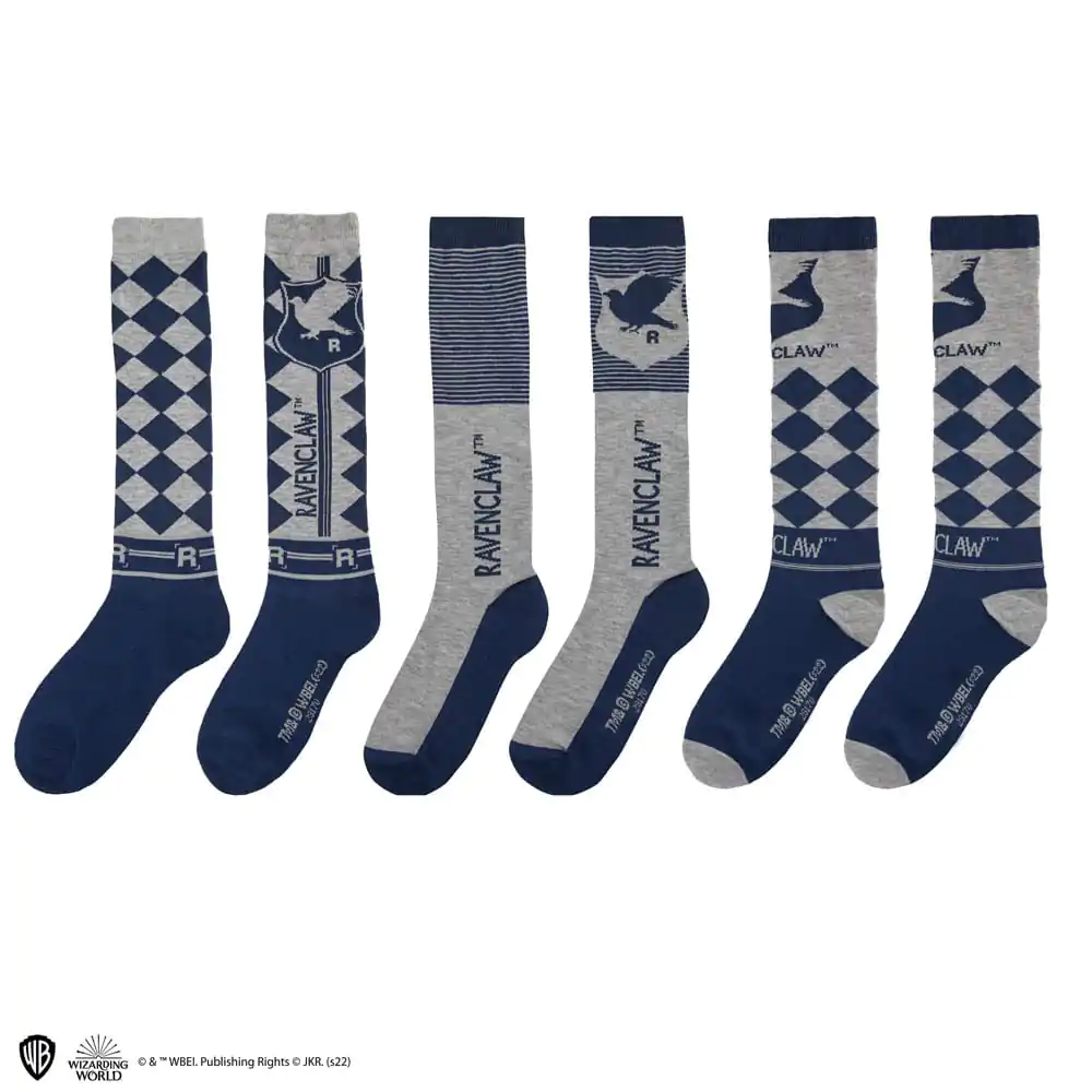 Harry Potter șosete până la genunchi set 3 perechi Ravenclaw poza produsului