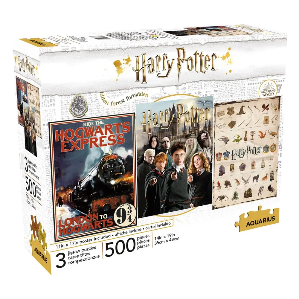 Harry Potter Jigsaw Puzzle Poster de Film Set de 3 (500 piese) poza produsului