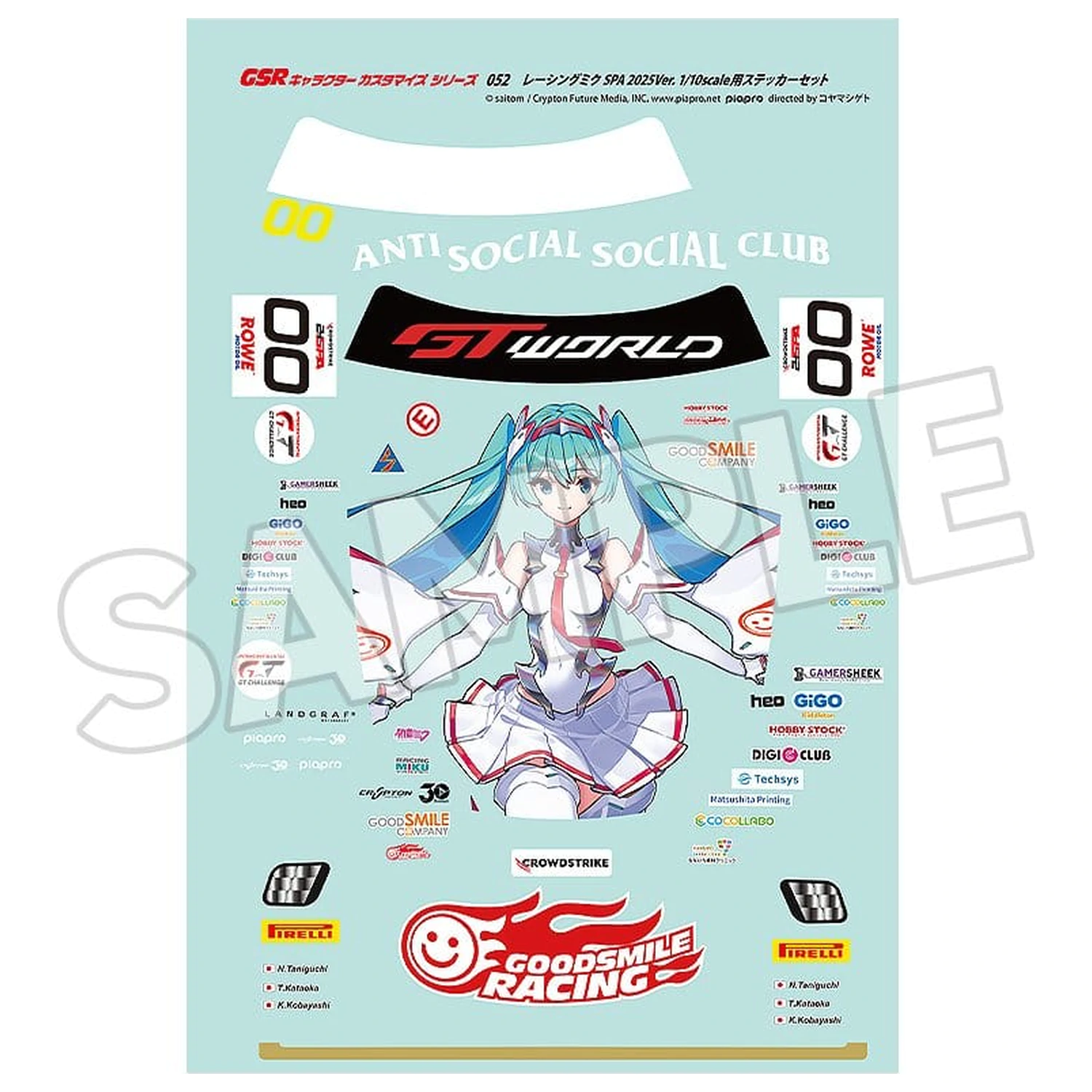 Hatsune Miku GSR Character Customization Series 052 Set de autocolante pentru mașini GSR la scară 1/10 Racing Miku SPA 2025 Ver. poza produsului