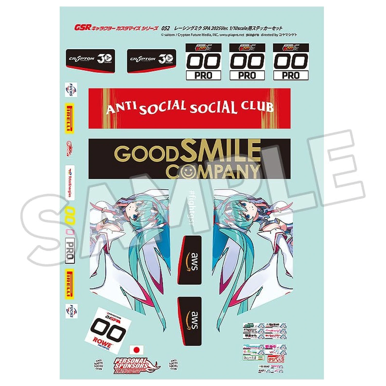 Hatsune Miku GSR Character Customization Series 052 Set de autocolante pentru mașini GSR la scară 1/10 Racing Miku SPA 2025 Ver. poza produsului