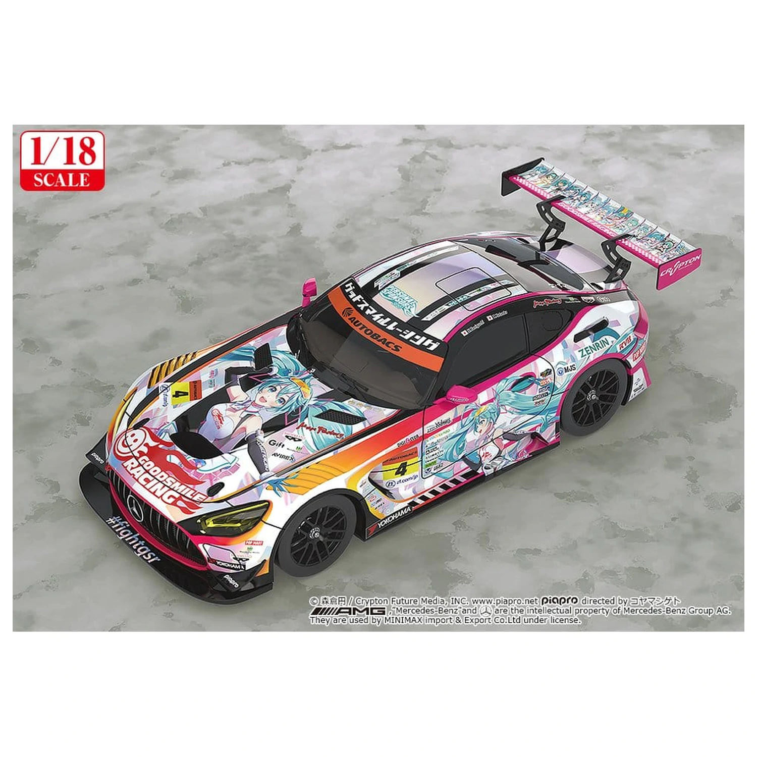 Hatsune Miku GT Project Vehicul 1/18 Good Smile Hatsune Miku AMG 2021 SUPER GT 100th Race Commemorative Ver. 26 cm poza produsului