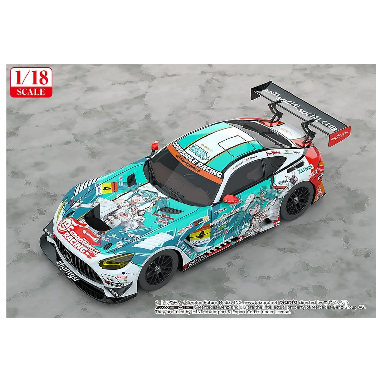 Hatsune Miku GT Project Vehicle 1/18 Good Smile Hatsune Miku AMG 2023 Season Opening Ver. 26 cm poza produsului