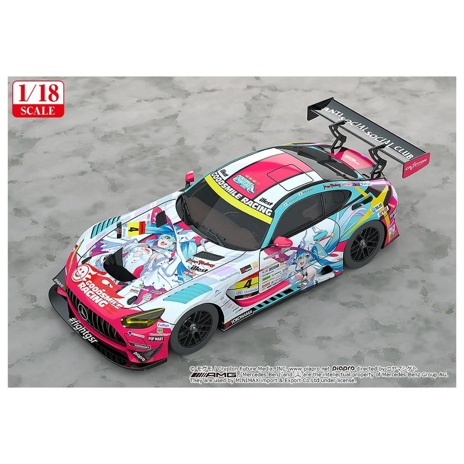 Hatsune Miku GT Project Vehicle 1/18 Good Smile Hatsune Miku AMG 2024 Season Opening Ver. 26 cm poza produsului