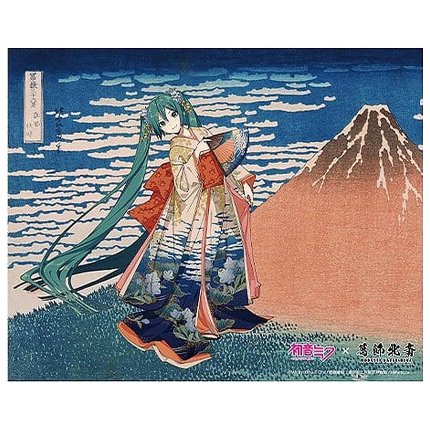 Hatsune Miku x Katsushika Hokusai iXima Canvas Art The Great Wave off Kanagawa/Fine Wind, Clear Morning 27 x 22 cm poza produsului