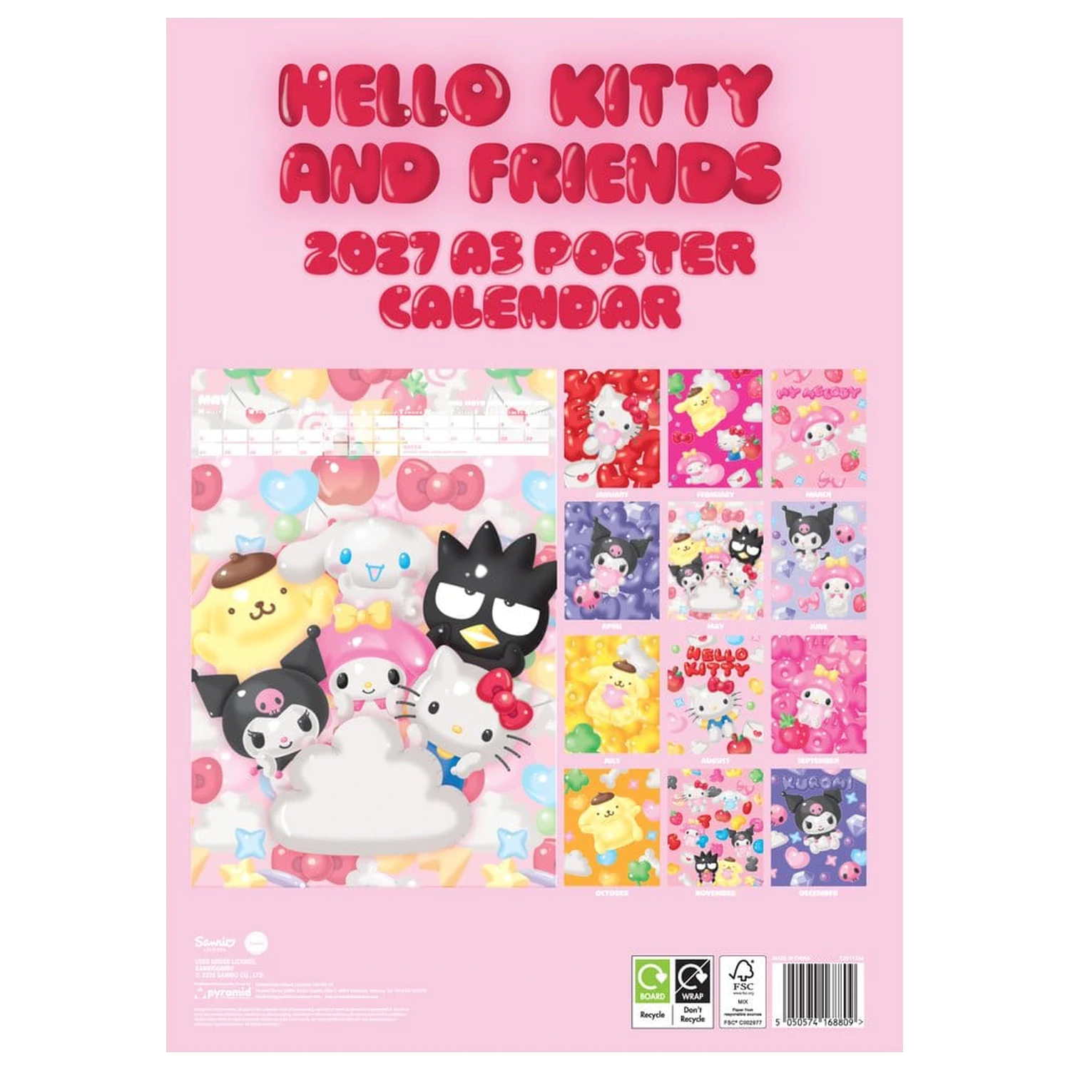 Hello Kitty Calendar Poster A3 2027 poza produsului