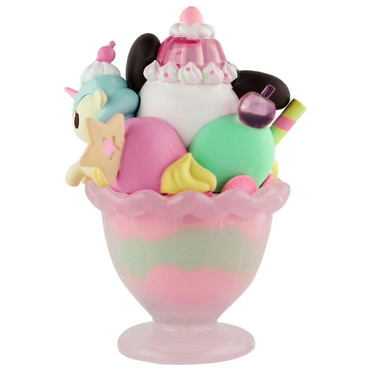 Hello Kitty & Friends Window Box Figurina Fast Food Pochacco Pink Unicorn Sundae 9 cm poza produsului