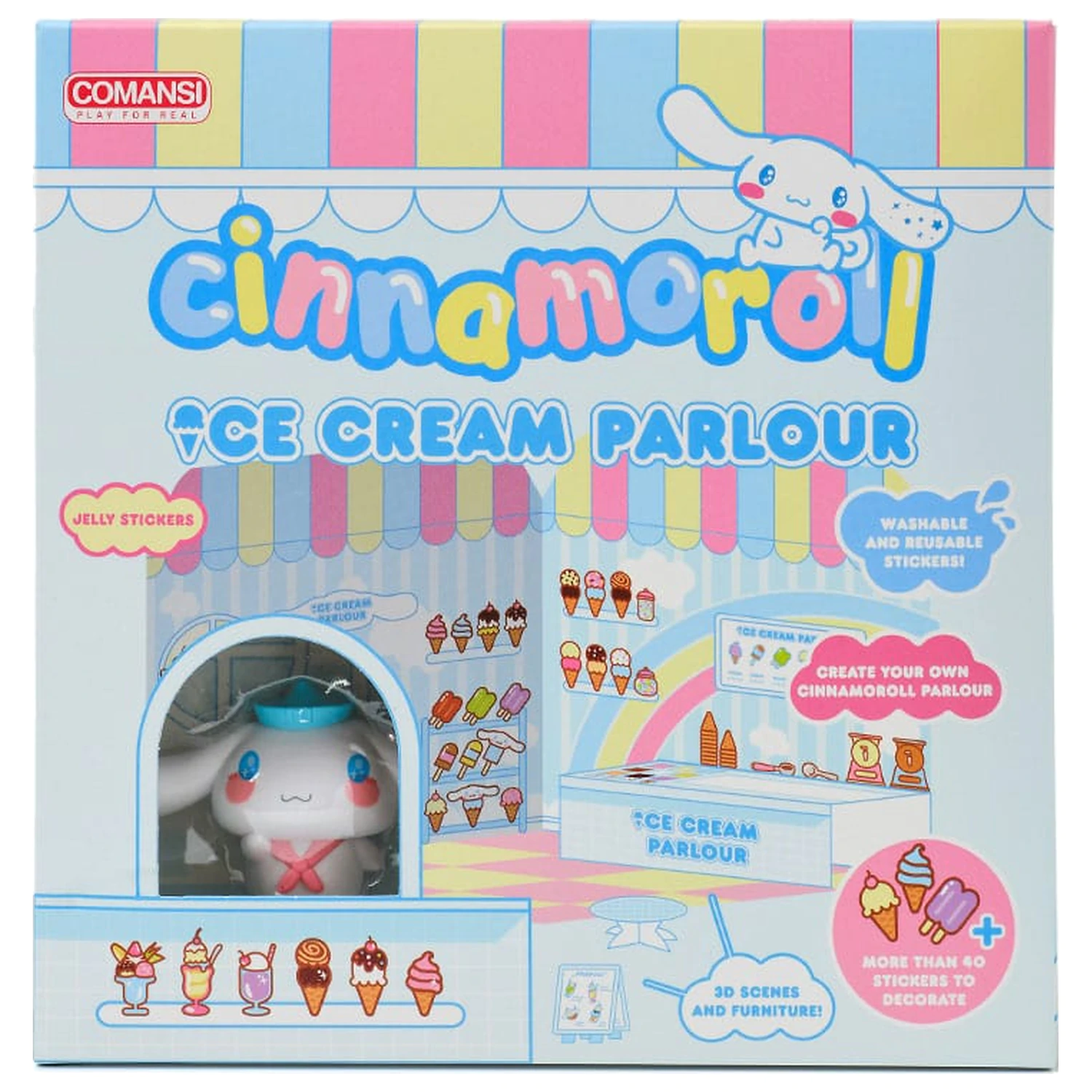 Hello Kitty and Friends Mini figurina Sticker House Cinnamoroll Ice Cream Parlour poza produsului