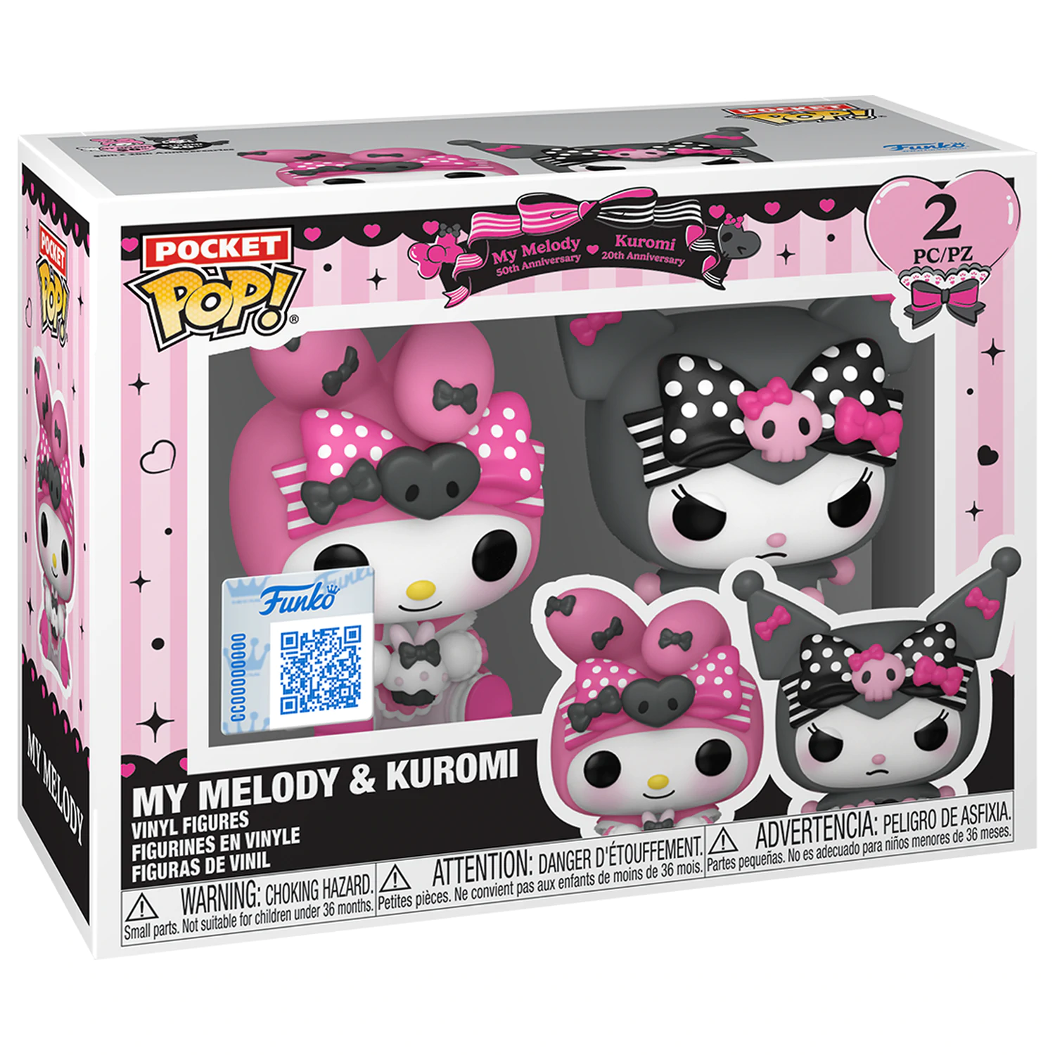 Hello Kitty Funko Pocket POP! Figurine din vinil pachet de 2 My Melody & Kuromi 4 cm poza produsului