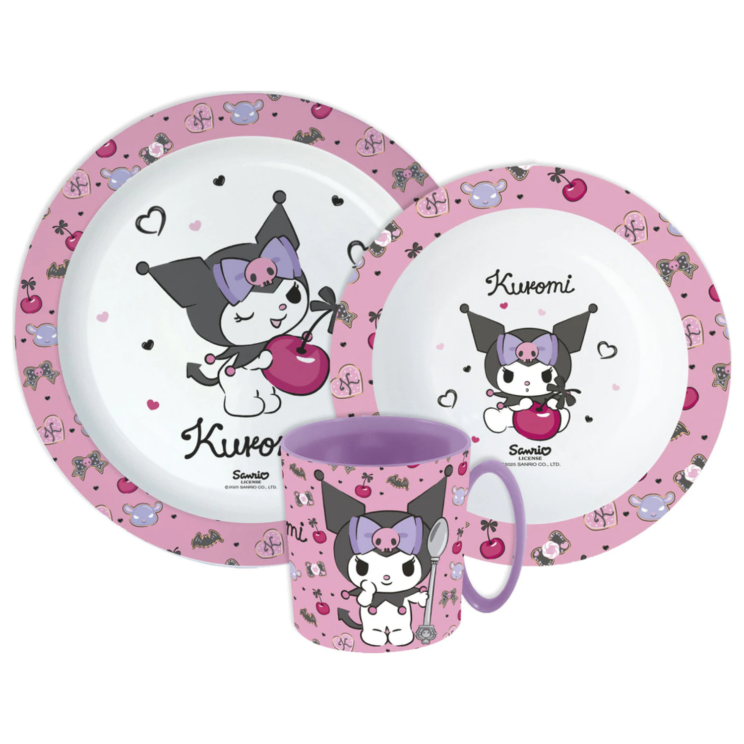 Set de veselă Hello Kitty and Kuromi, Set micro plastic cu cană poza produsului