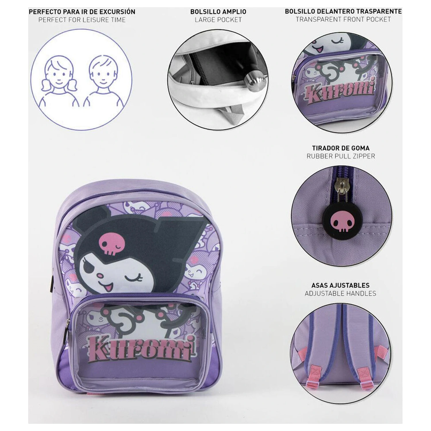 Ghiozdan Hello Kitty Kuromi 30cm poza produsului