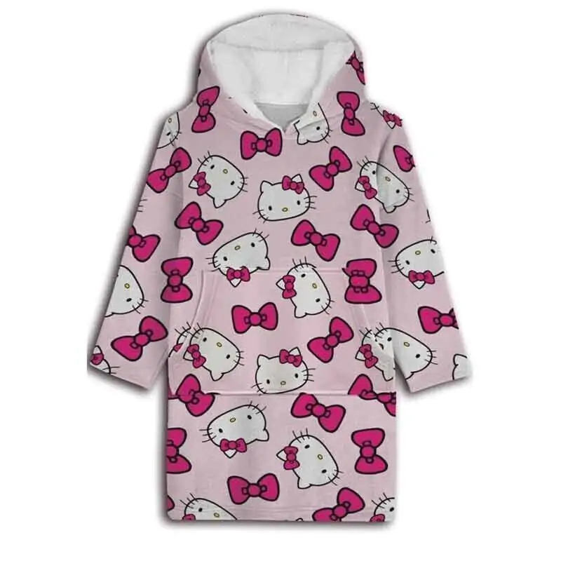 Hanorac coat supradimensionat Hello Kitty pentru adulți, coral poza produsului