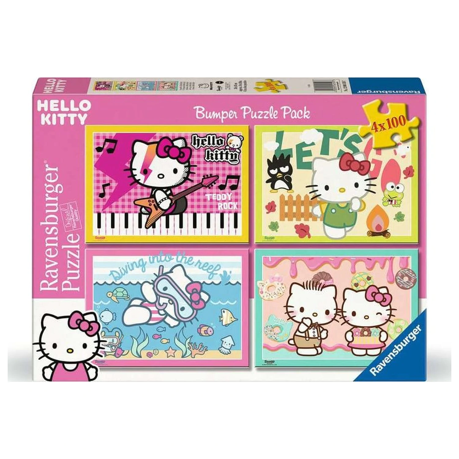 Hello Kitty Puzzle Pachet de 4 Let's Go, Hello Kitty! (4x100 piese) poza produsului