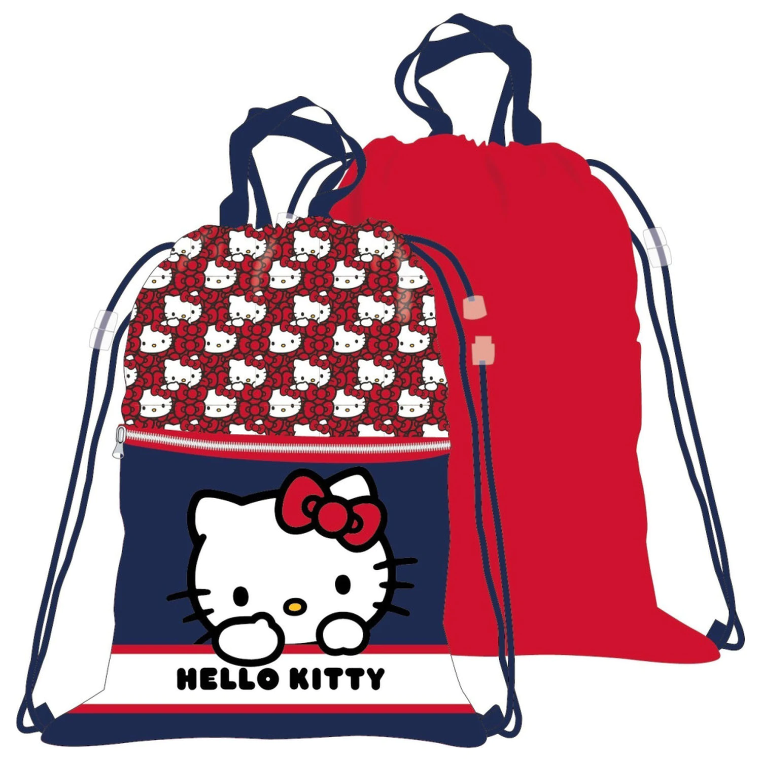 Hello Kitty Geanta de sport deluxe cu fundita rosie, geanta cu snur de 45 cm poza produsului