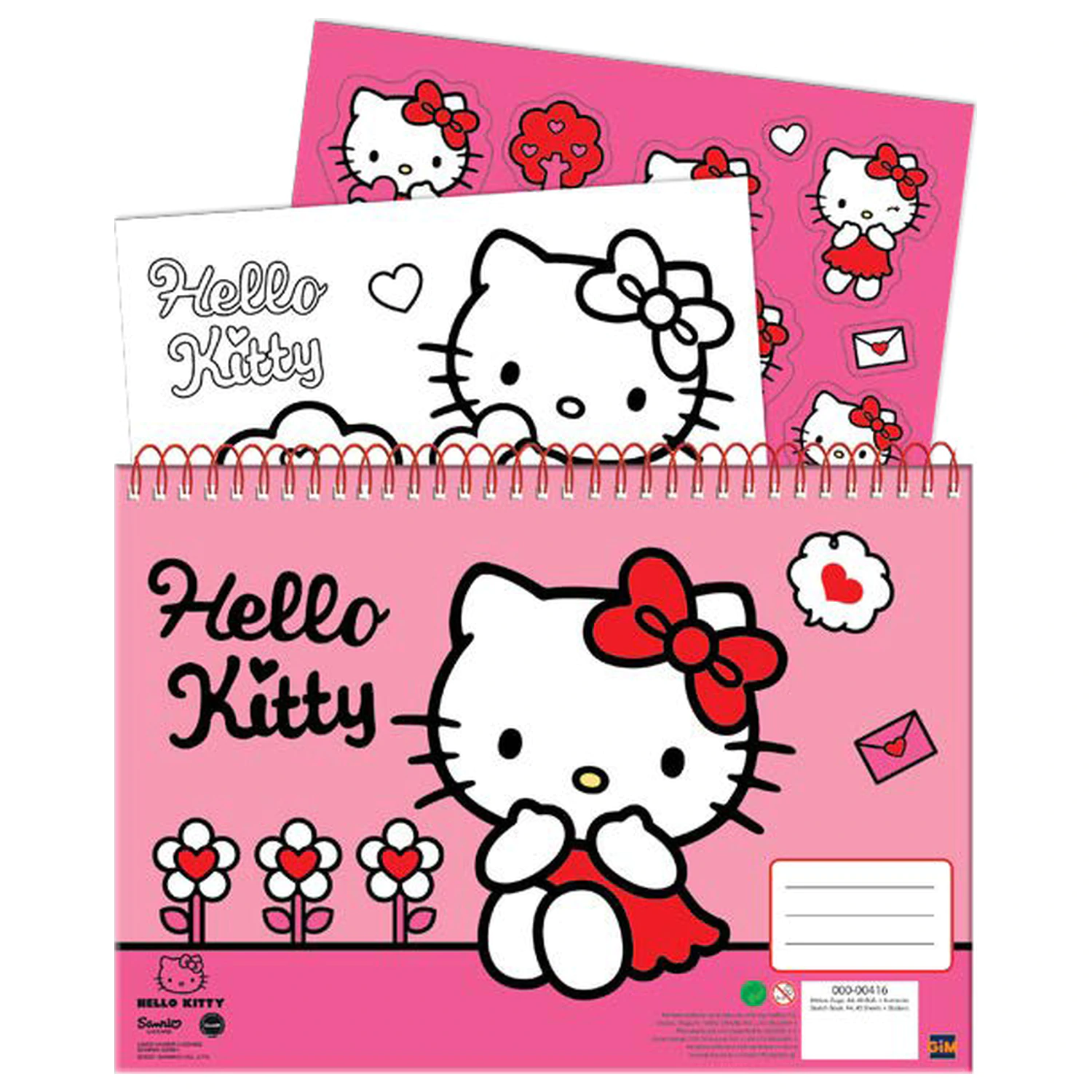 Hello Kitty Sweetheart A4 Spiral Sketchbook 40 file cu stickere poza produsului