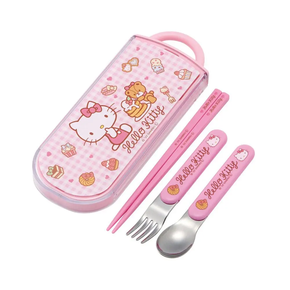 Set bețișoare, lingură și furculiță Hello Kitty Sweety pink poza produsului