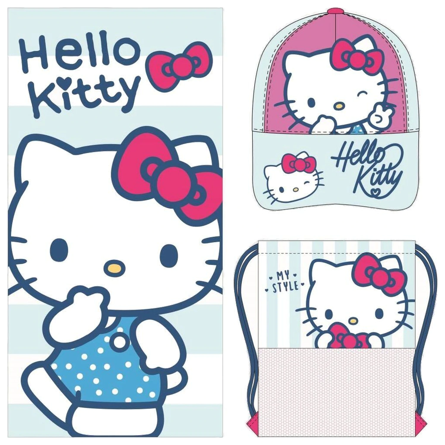 Set prosop, geanta si sapca Hello Kitty poza produsului