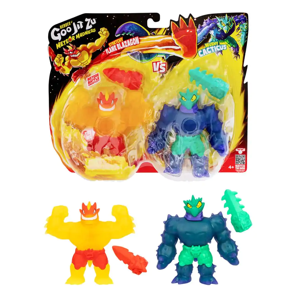 Heroes of Goo Jit Zu Meteor Madness Stretch Figures Set de 2 figurine Flame Blazagon vs. Cacticus 13 cm poza produsului