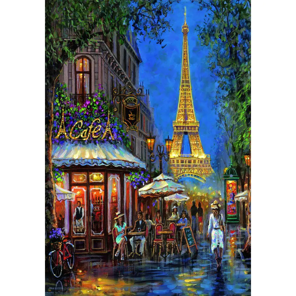 Puzzle Noapte de Calitate la Cafeneaua Eiffel 500 piese poza produsului