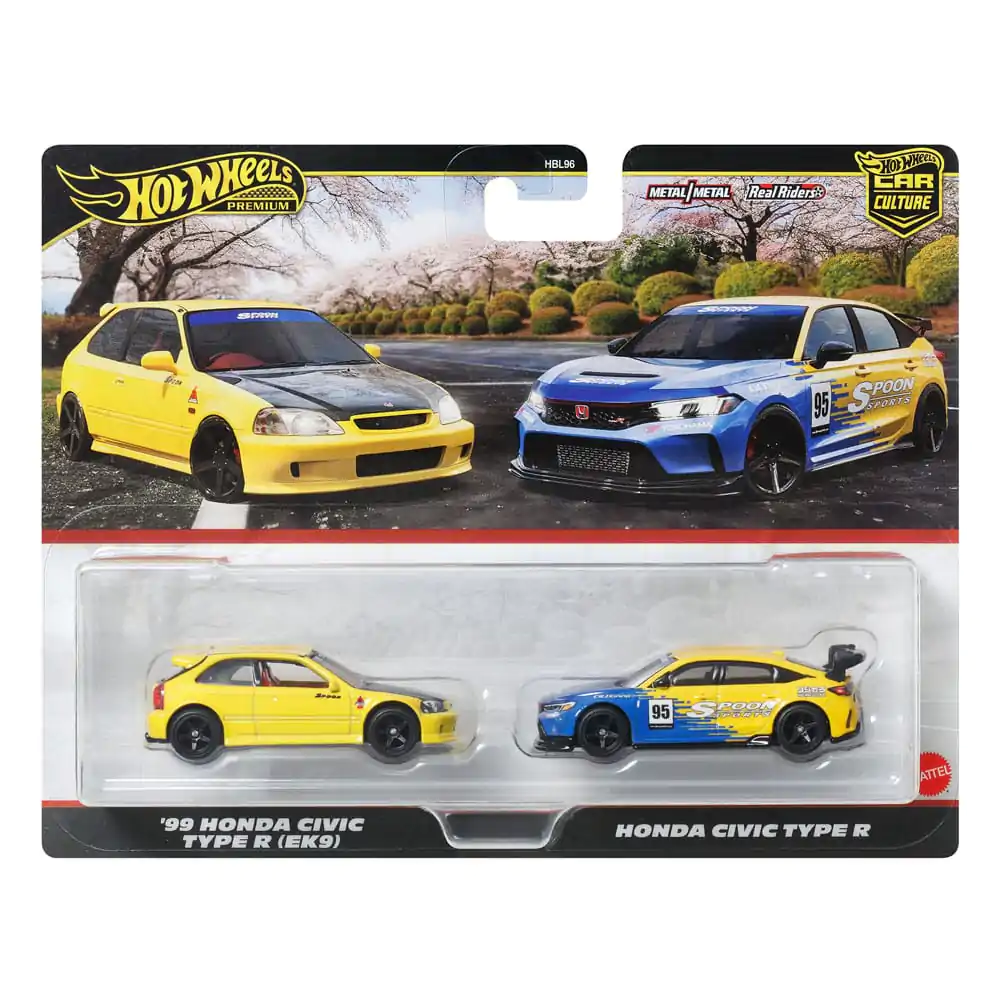 Hot Wheels Premium Car Culture Vehicul turnat sub presiune Set de 2 1/64 '99 Honda Civic Type R (EK9) & Honda Civic Type R poza produsului