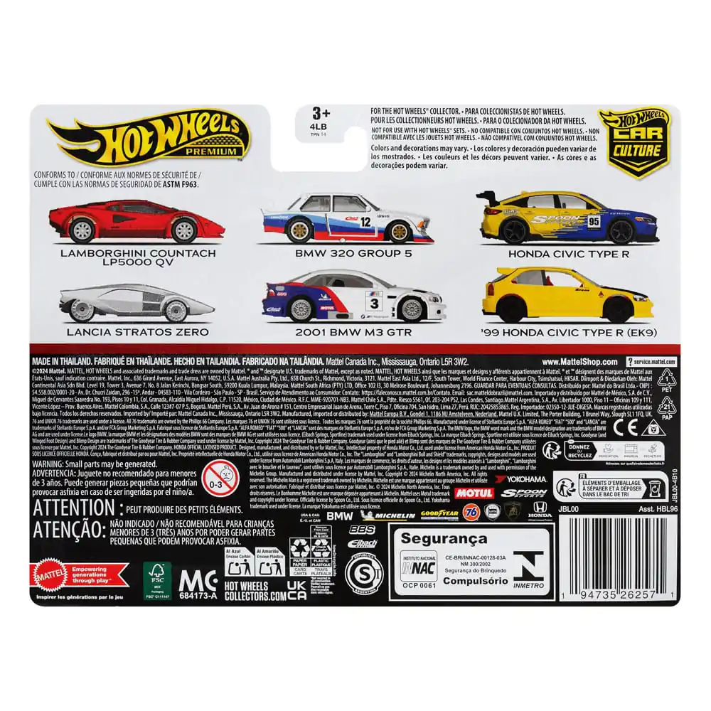 Hot Wheels Premium Car Culture Vehicul turnat sub presiune Set de 2 1/64 '99 Honda Civic Type R (EK9) & Honda Civic Type R poza produsului