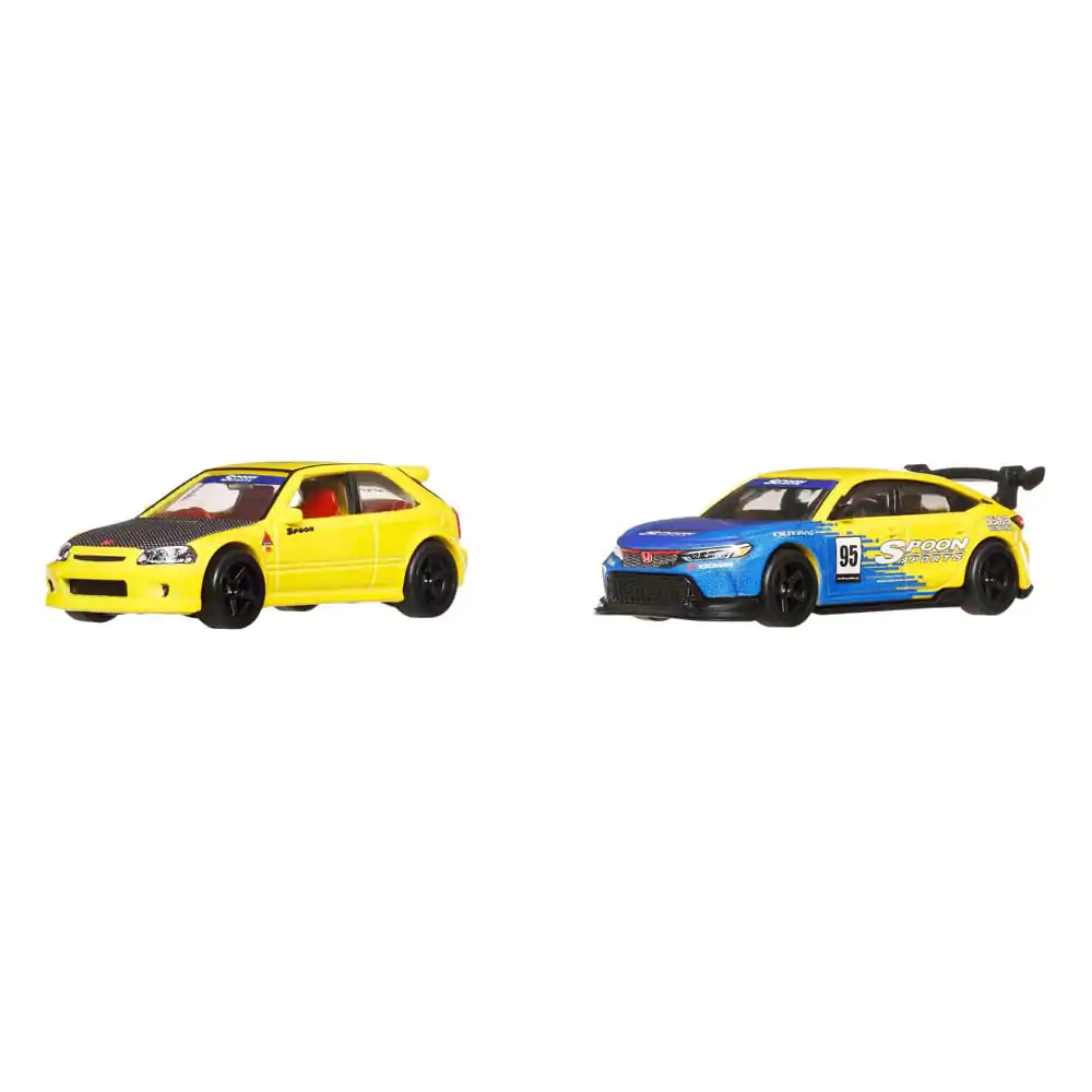 Hot Wheels Premium Car Culture Vehicul turnat sub presiune Set de 2 1/64 '99 Honda Civic Type R (EK9) & Honda Civic Type R poza produsului