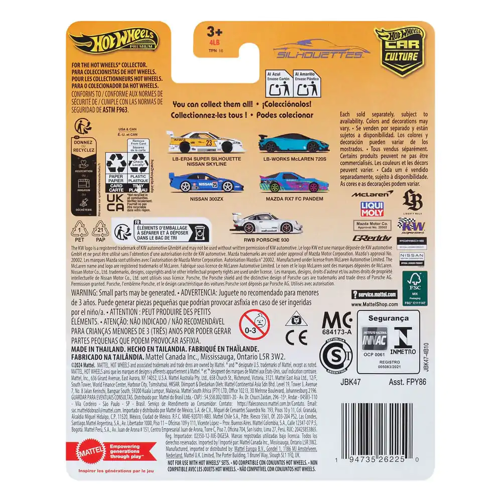 Hot Wheels Premium Car Culture Silhouettes Vehicul turnat sub presiune 1/64 LB-Works McLaren 720S poza produsului