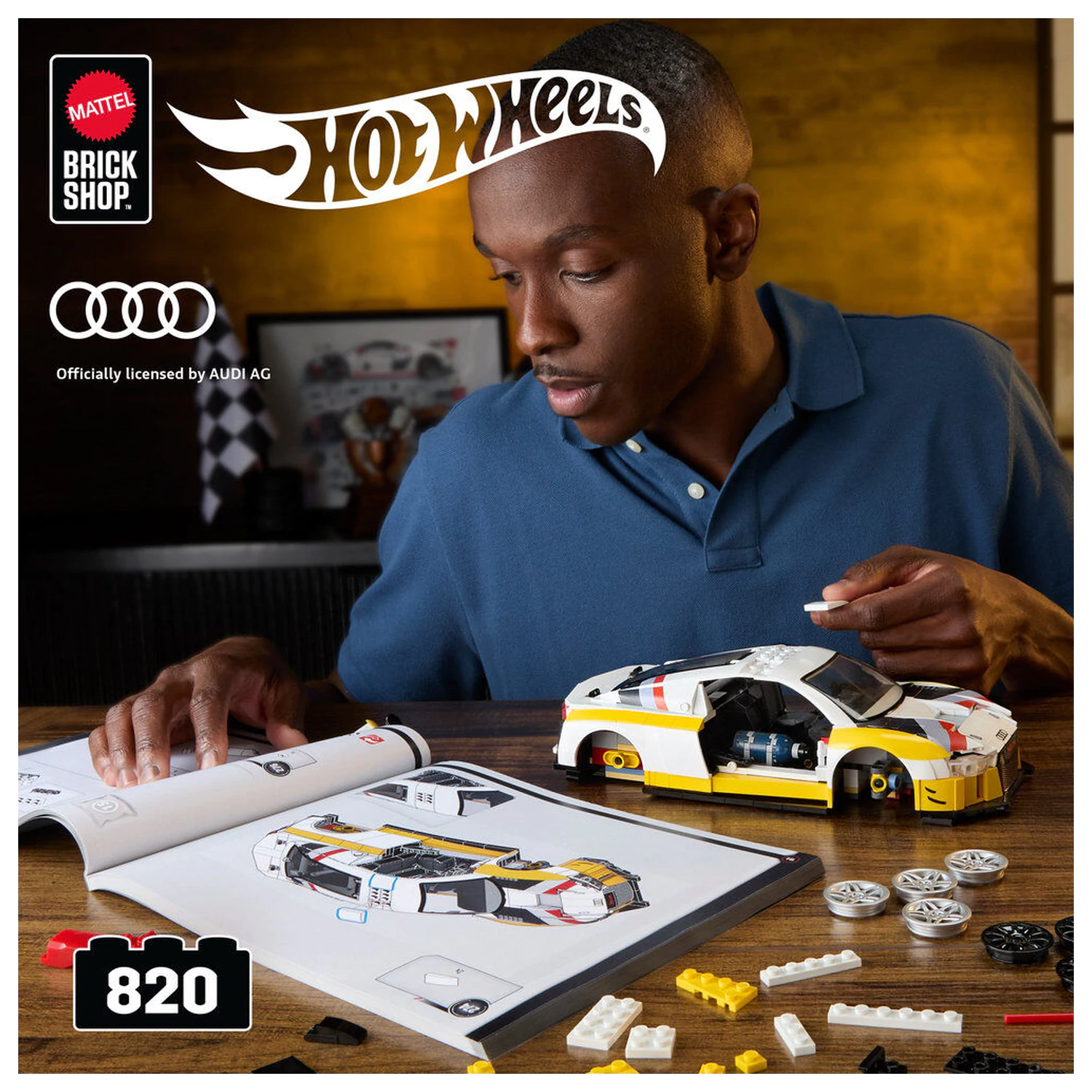 Hot Wheels Elite Mattel Brick Shop Set de construcție 1/16 '15 Audi R8 LMS poza produsului