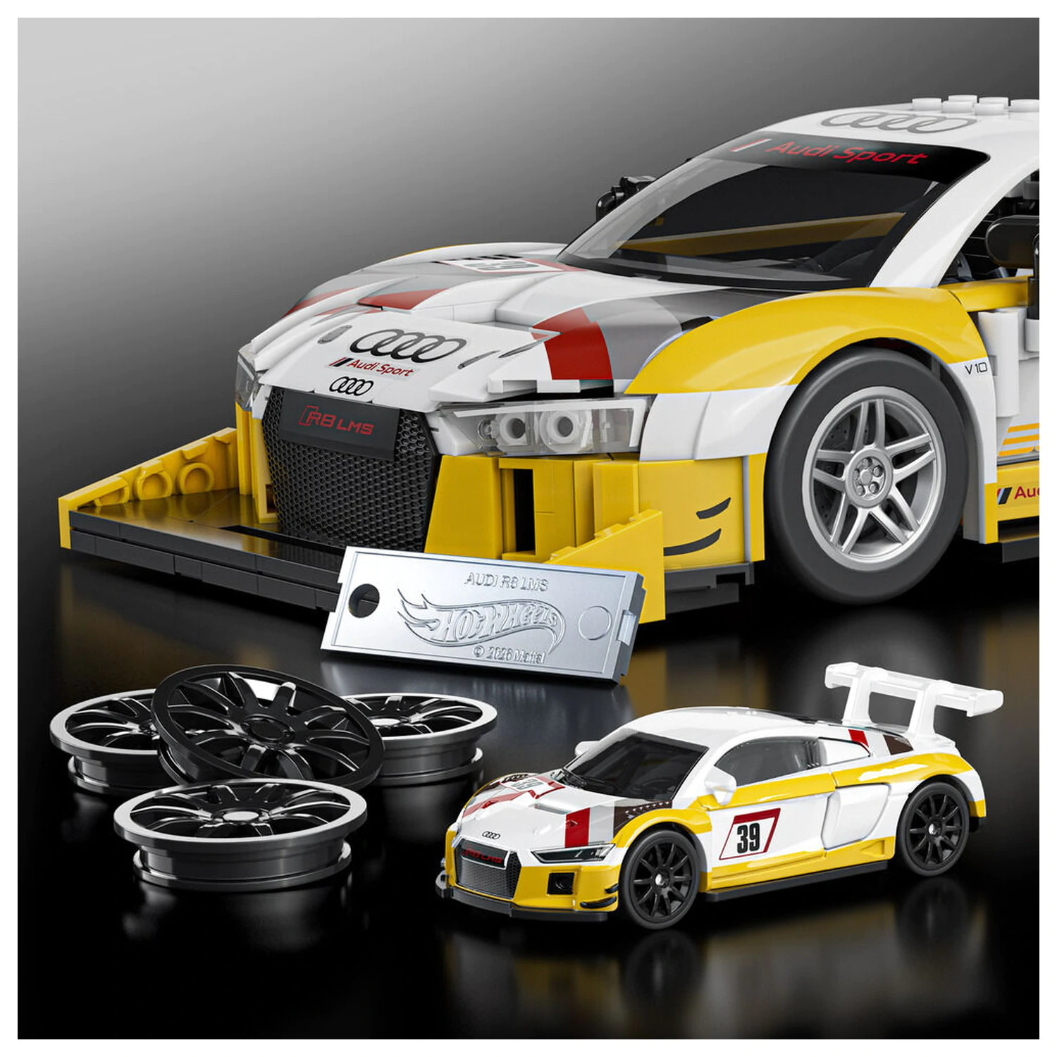 Hot Wheels Elite Mattel Brick Shop Set de construcție 1/16 '15 Audi R8 LMS poza produsului