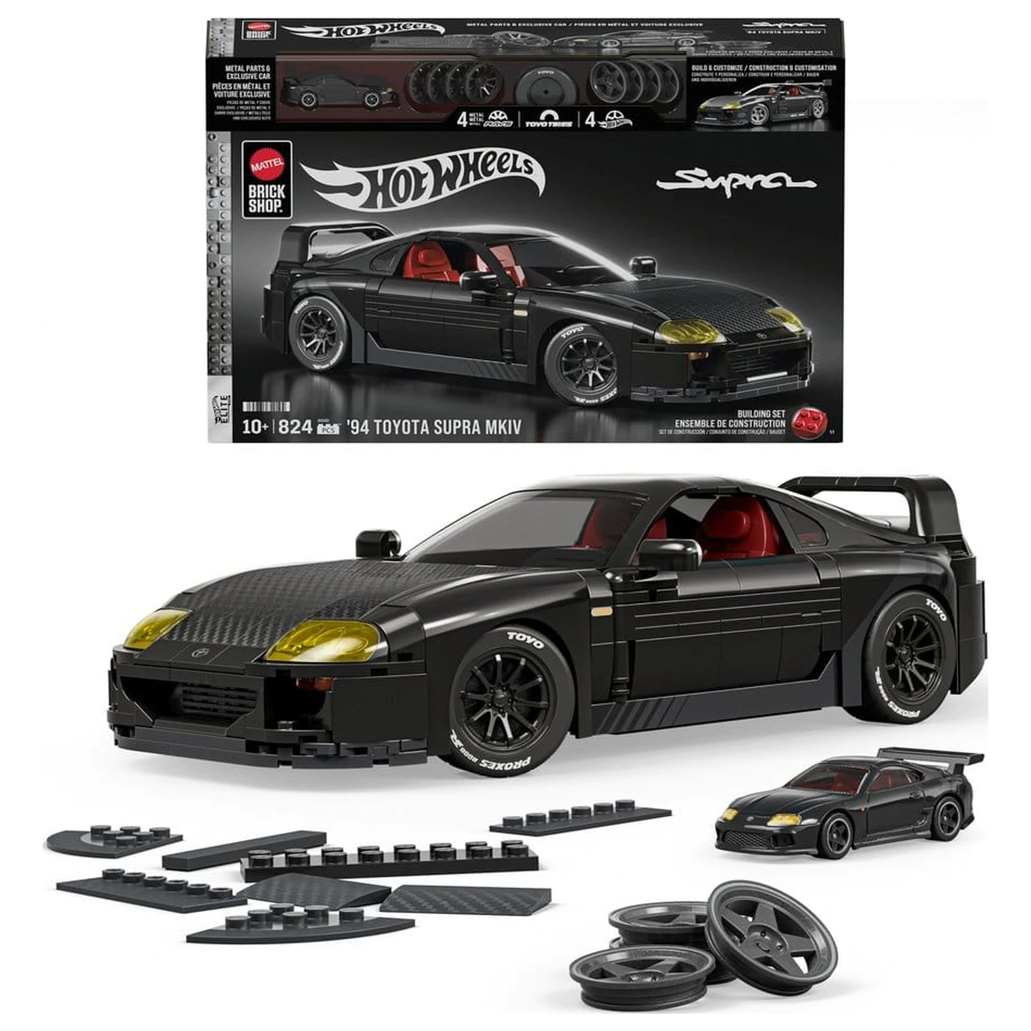Hot Wheels Elite Mattel Brick Shop Set de constructie 1/16 '94 Toyota Supra MKIV poza produsului