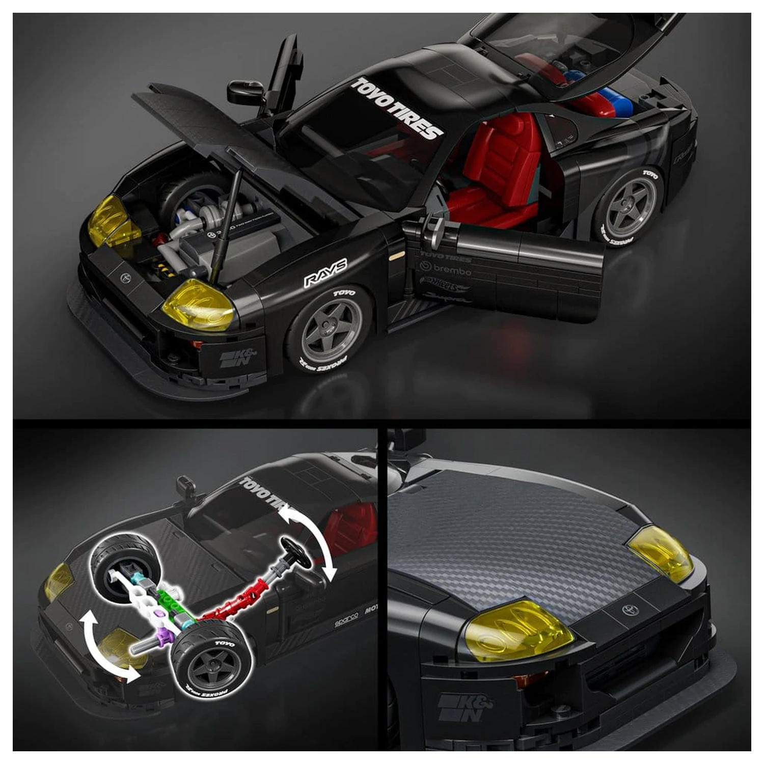 Hot Wheels Elite Mattel Brick Shop Set de constructie 1/16 '94 Toyota Supra MKIV poza produsului
