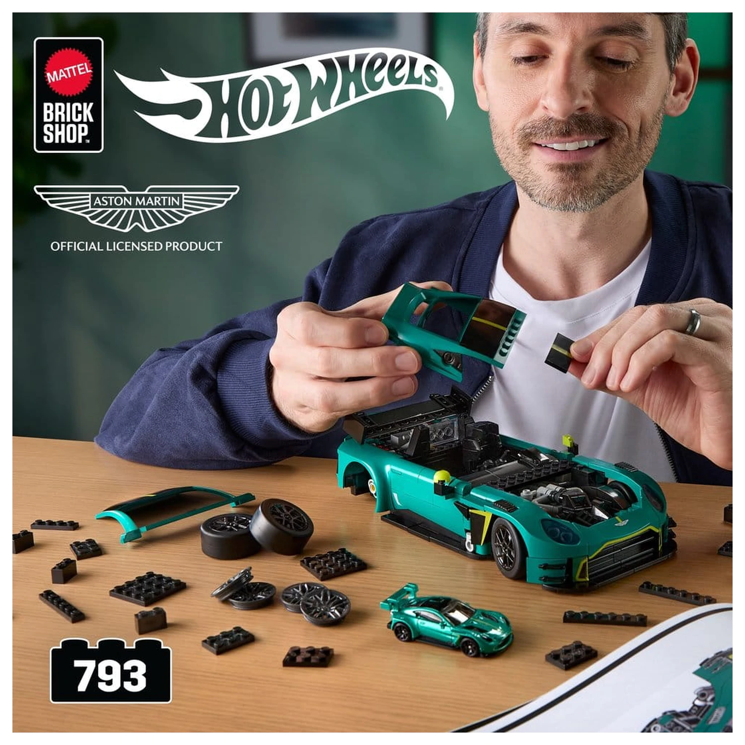 Hot Wheels Elite Mattel Brick Shop Set de construcție 1/16 '24 Aston Martin Vantage GT3 poza produsului