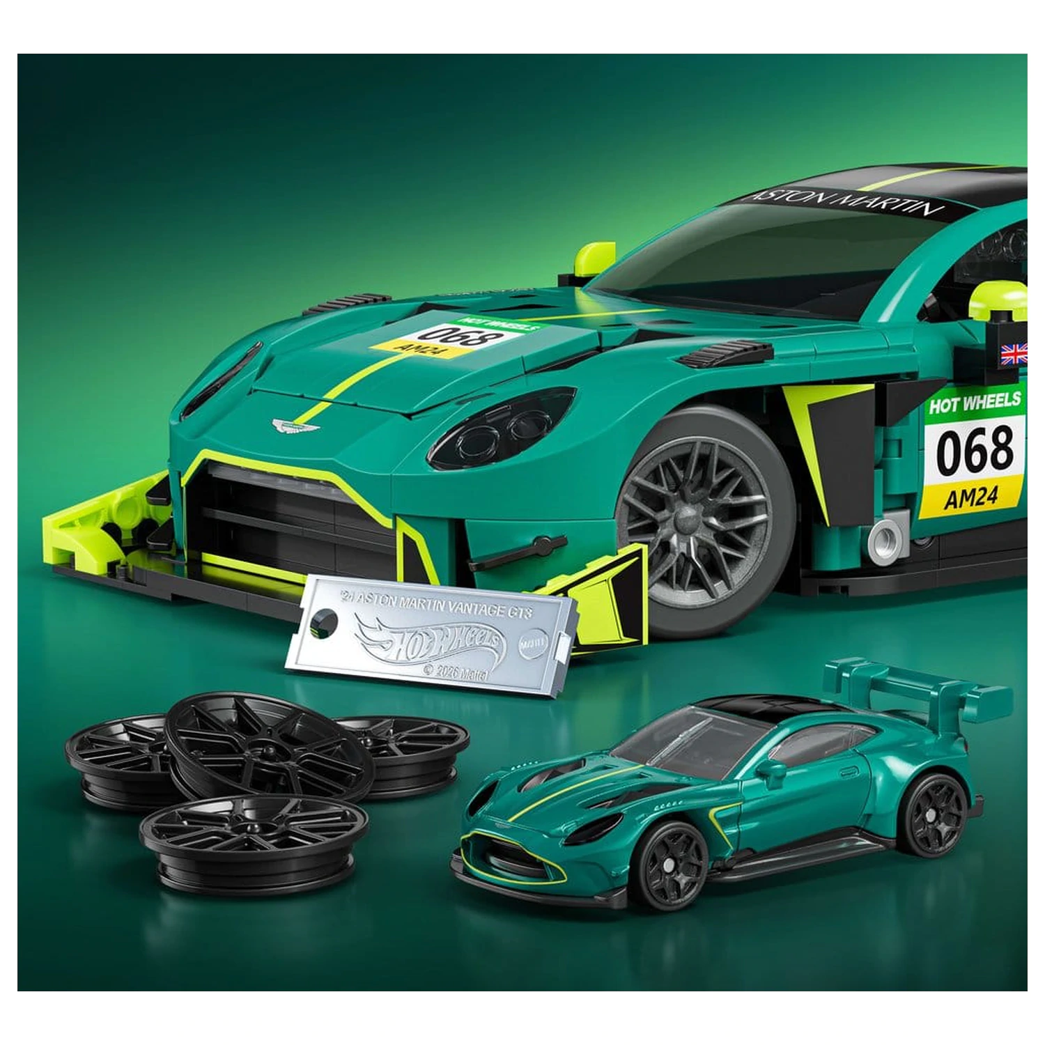 Hot Wheels Elite Mattel Brick Shop Set de construcție 1/16 '24 Aston Martin Vantage GT3 poza produsului
