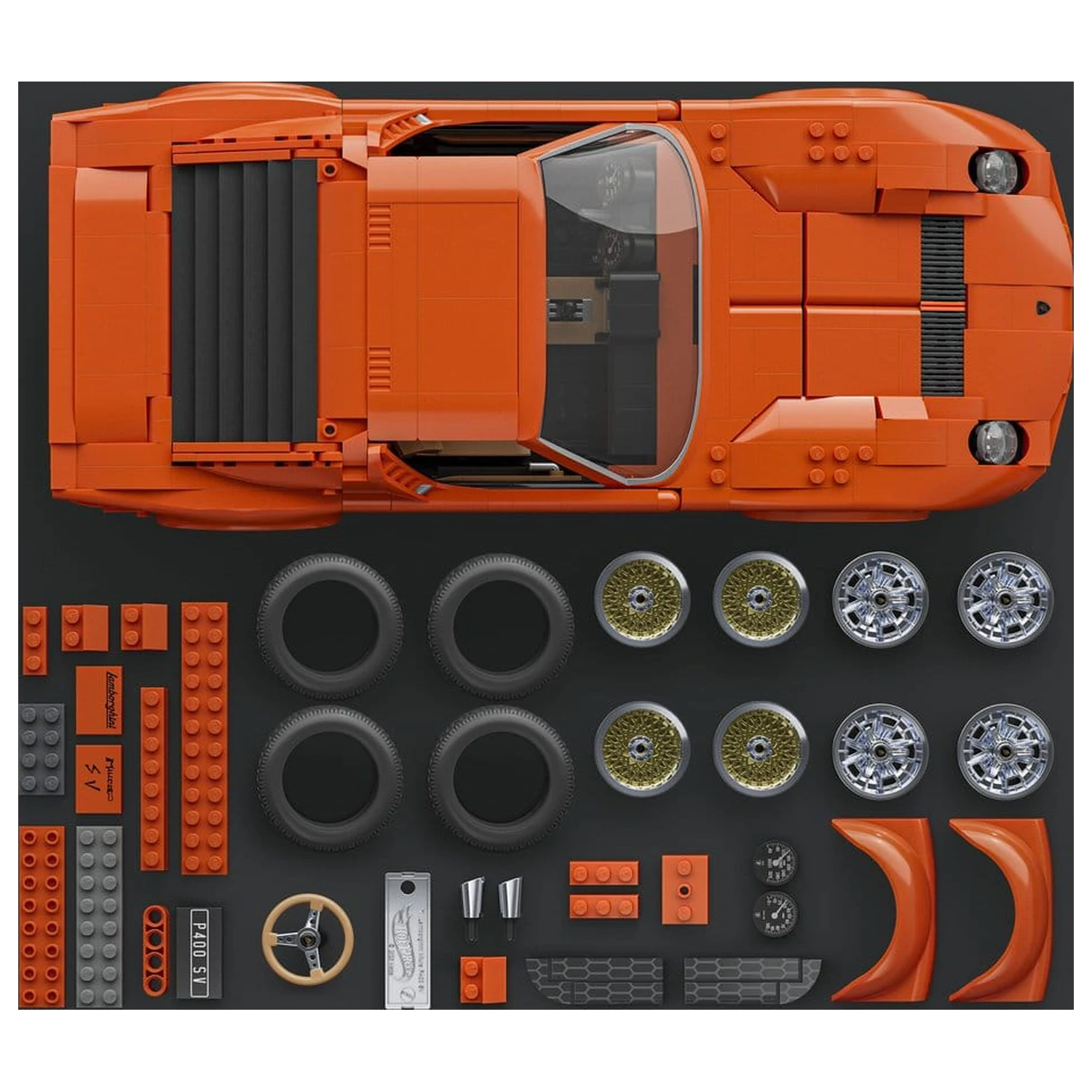 Hot Wheels Premium Mattel Brick Shop Building Set 1/12 Lamborghini Miura P400 SV poza produsului