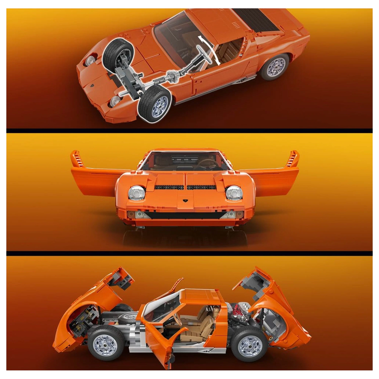 Hot Wheels Premium Mattel Brick Shop Building Set 1/12 Lamborghini Miura P400 SV poza produsului