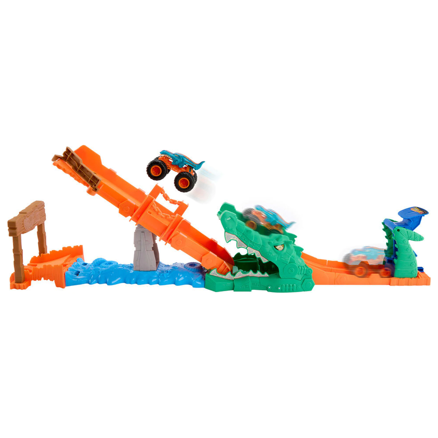 Hot Wheels Monster Trucks Cocodrile Crash Challenge set de joaca poza produsului